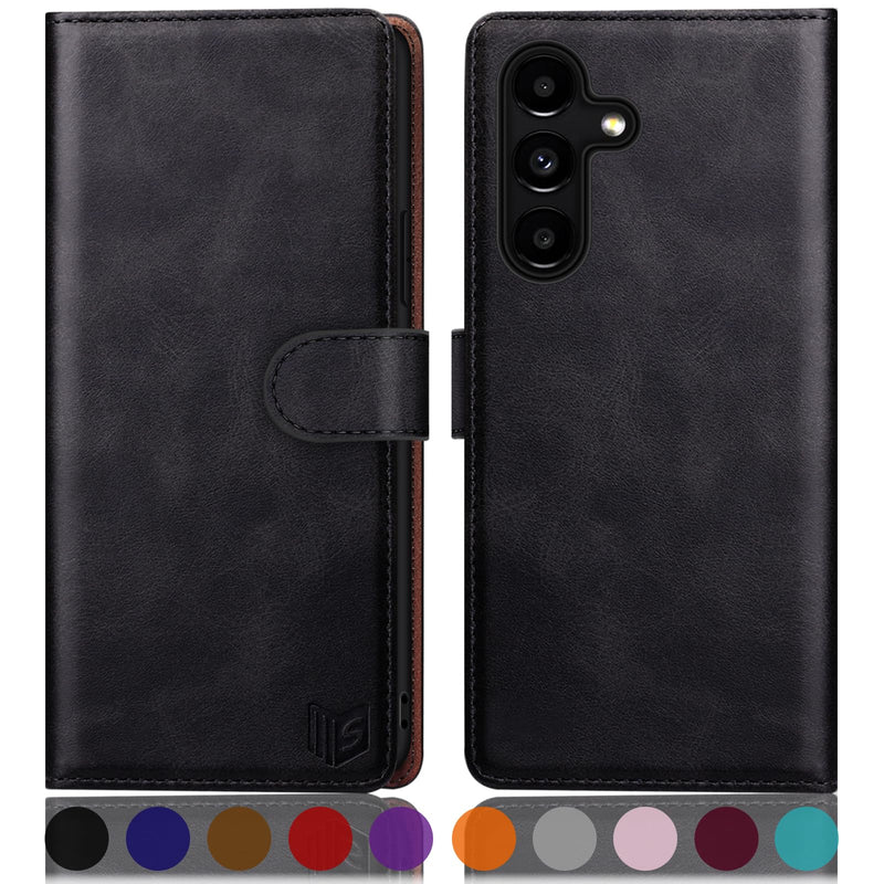 [Australia - AusPower] - SUANPOT for Samsung Galaxy S24 5G Wallet case with RFID Blocking Credit Card Holder,Flip Book PU Leather Protective Cover Women Men for Samsung S24 Phone case Black 