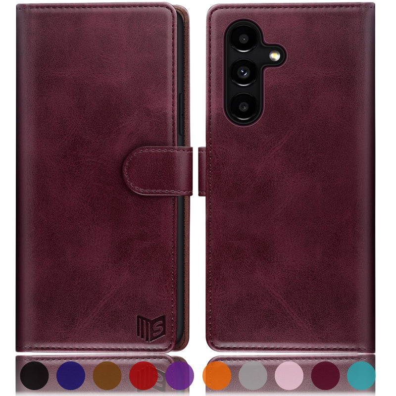 [Australia - AusPower] - SUANPOT for Samsung Galaxy S24 Plus/S24+ Wallet case with RFID Blocking Credit Card Holder,Flip Book PU Leather Protective Cover Women Men for Samsung S24Plus Phone case Wine Red 
