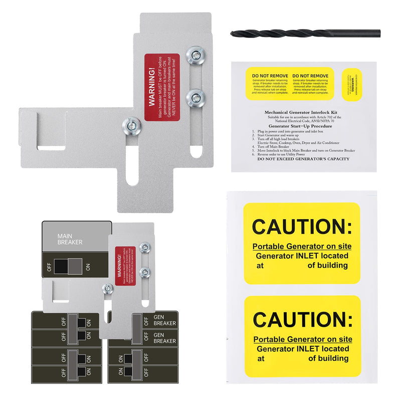 [Australia - AusPower] - Generator Interlock Kit Fit for Siemens or Murray 150 or 200 amp Panels, 7/8-1 1/4 Inch Spacing Between Main Breaker and Branch Breaker, Professional Generator Interlock Kit 