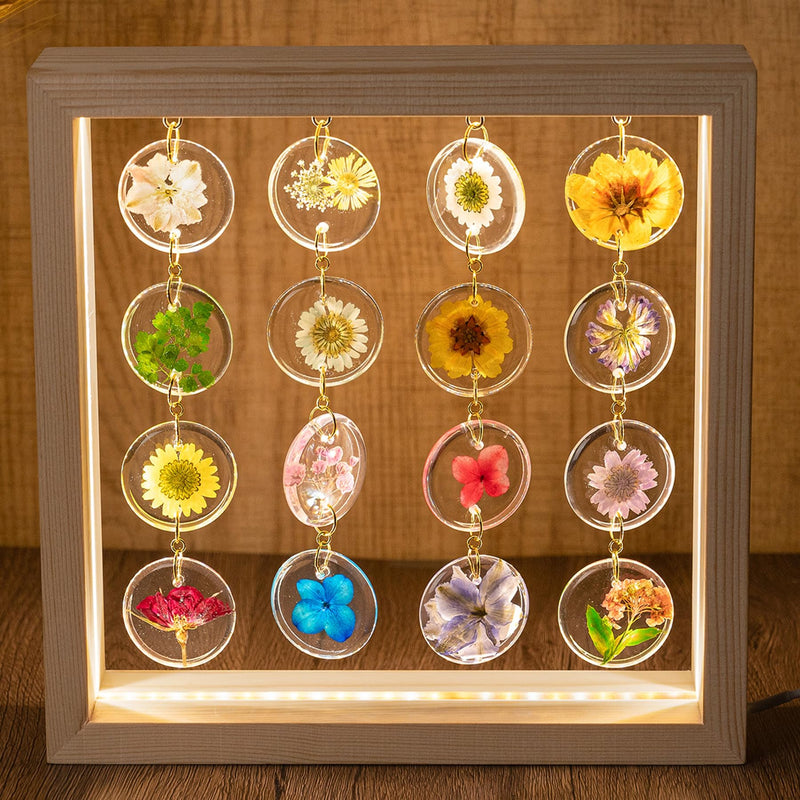 [Australia - AusPower] - SMUK Handmade Dried Flower LED Desk Lamp, 3 Way Dimmable Cute Pressed Flower Bedside Lamp with Wooden Frame for Desk, Table, Bedroom, Living Room, Office, Aesthetic Cute Table Lamp 