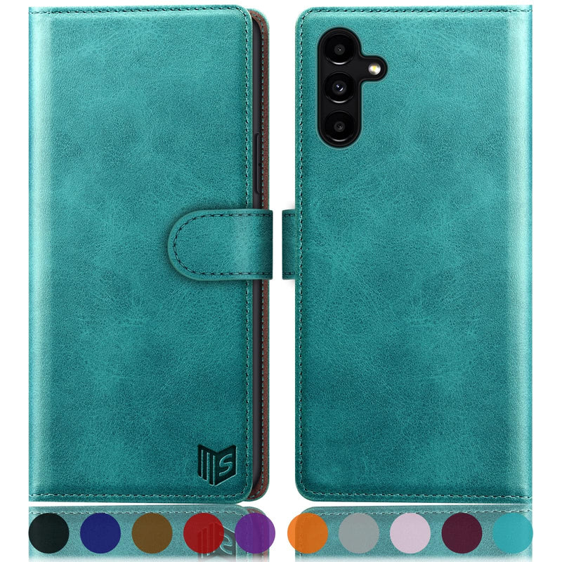 [Australia - AusPower] - SUANPOT for Samsung Galaxy A15 5G Wallet case with RFID Blocking Credit Card Holder,Flip Book PU Leather Protective Cover Women Men for Samsung A15 Phone case Blue Green 