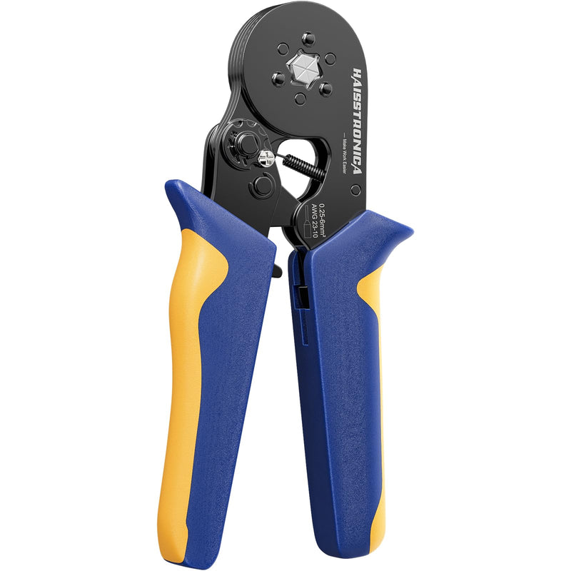 [Australia - AusPower] - Haisstronica Ferrule Crimping Tool,Hexagonal Sawtooth Crimp Profile Ferrule Crimper for AWG 23-10 Electrical Wire Connectors,Self-adjustable Ratchet Tool 