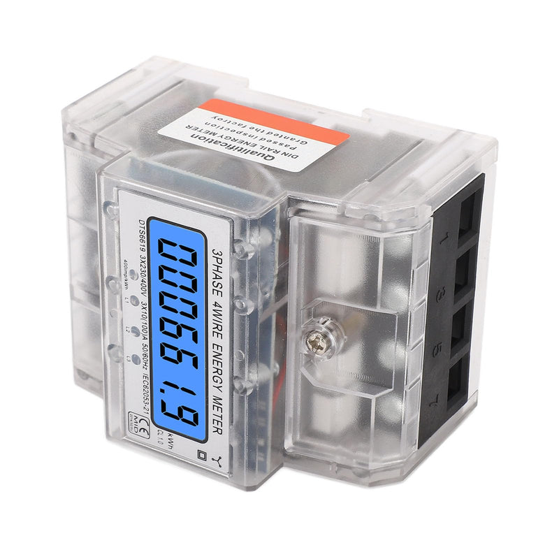 [Australia - AusPower] - 3 Phase 4 Wire Energy Meter, Energy Meter 3 Phase 4 Wire Backlit LCD Display DIN Rail Installation Electricity Meter 10 to 100A 230 400VAC, Ammeters 