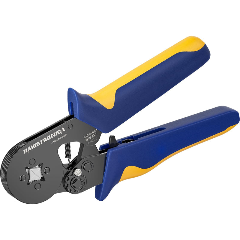 [Australia - AusPower] - Haisstronica Ferrule Crimping Tool,Quadrilateral Self-adjustable Ratchet Crimper Tool Pliers for AWG 23-7 Ferrule Crimp Wire Ends Terminals 