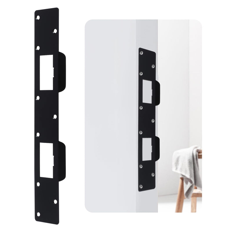 [Australia - AusPower] - Door Strike Plate Reinforcement Plate - Front Door Security Metal Striker Plates -Ideal for Exterior Interior Door Deadbolt Fix Door Frame Door Jamb Hole for 5-1/2 inch to 6 inch (Black-1pack) Black-1pack 