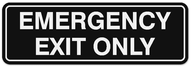 [Australia - AusPower] - Signs ByLITA Standard Emergency Exit Only Sign - Easy Installation | Durable Wall or Door Sign (Black) - Large 3 x 9" - Large (1 Pack) Black 