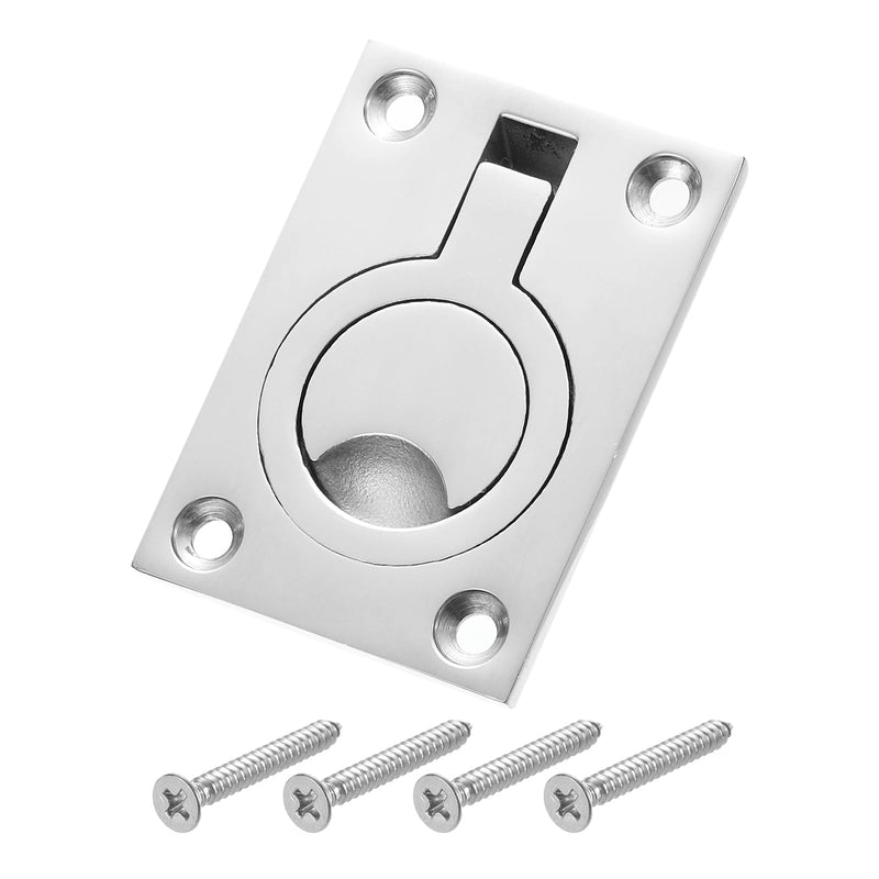 [Australia - AusPower] - uxcell Flush Ring Pull Handle, 1Pcs 63 x 44 mm - 316 Stainless Steel Square Recessed Door Pull with Screw, Hidden Door Latch for Marine Yacht Hatch Furniture 1 