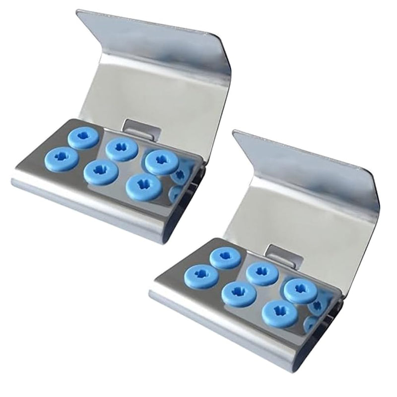 [Australia - AusPower] - Dental Ultrasonic Scaler Piezo Holder for 6 Tips/Burs with Cover 2PCS Stainless Steel Scaler Kit Sterilizer Stand Blocks 