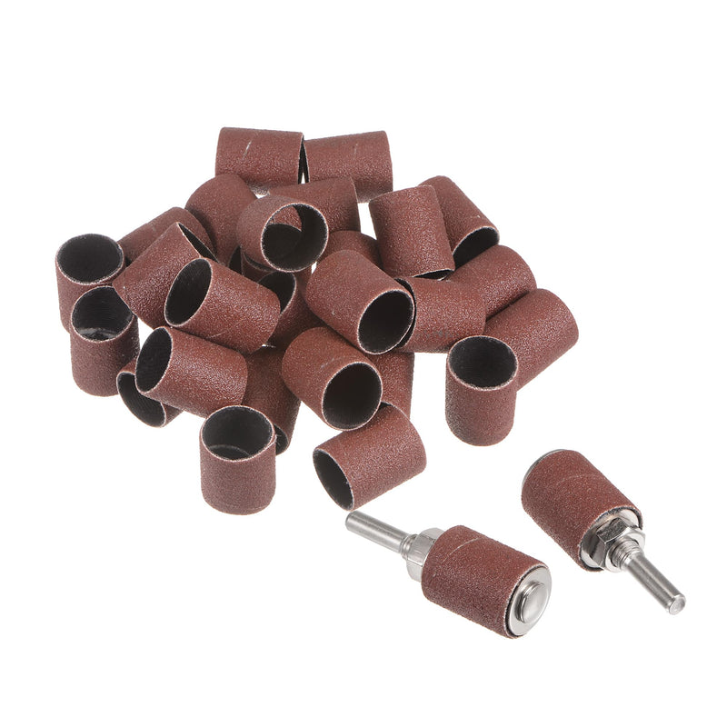 [Australia - AusPower] - uxcell 30 Pcs 3/4 Inch Sanding Sleeves Sandpaper Set 120 Grit with 2 Pcs 0.79 Inch Drum Mandrels for Rotary Tools 