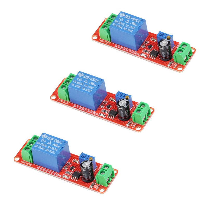 [Australia - AusPower] - 3 PCS NE555 DC 12V 0-10 Seconds Adjustable Delay Timer Relay Switch Module Converter Constant Current for Automotive Control System Electrical Equipment 