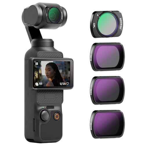 NEEWER HD CPL ND16 ND64 ND256 Filter Kit Compatible with DJI Osmo Pocket 3 / Pocket 4 / Xtra Muse, Magnetic Gimbal Action Camera Neutral Density Polarizing Filter Accessories Kit 4 Pack ND+CPL