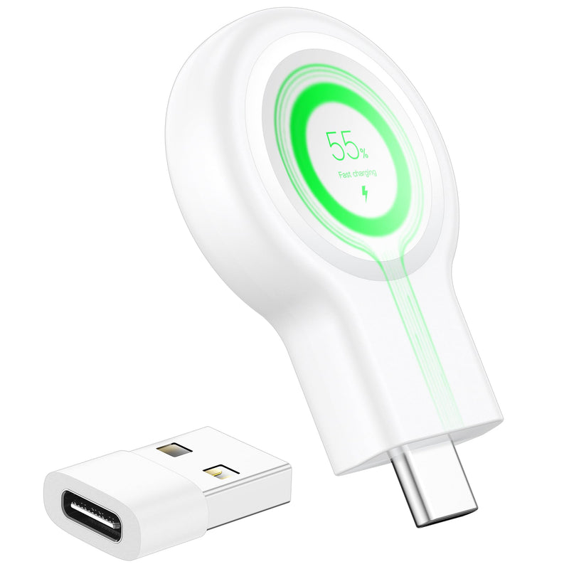 [Australia - AusPower] - 𝟐𝟎𝟐𝟒 𝐔𝐩𝐠𝐫𝐚𝐝𝐞 for Apple Watch Charger,Magnetic Portable iWatch Charger USB C&USB A Fast Wireless Charging Travel Battery Charger for iWatch Ultra2/Ultra/SE2/SE Series 9/8/7/6/5/4/3/2/1 AA-White 