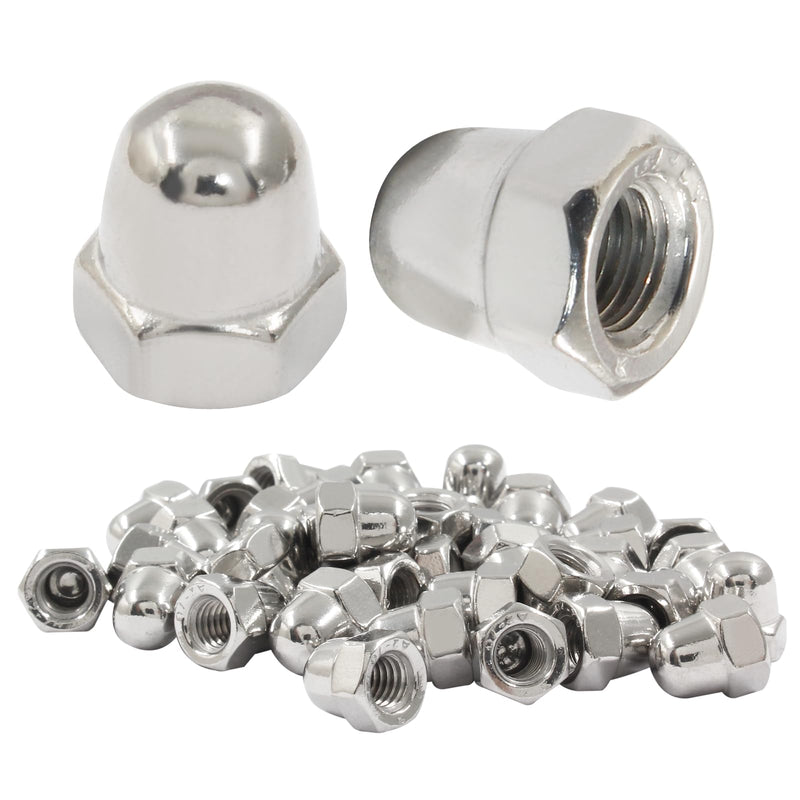 [Australia - AusPower] - 50PCS M6-1.0mm Acorn Cap Nuts, Stainless Steel Hex Cap Dome Head Nuts Locknuts, Bright Finish 50 