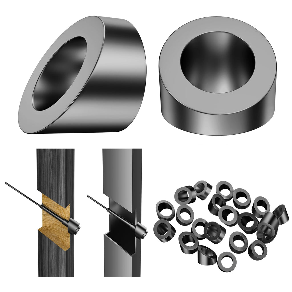 [Australia - AusPower] - BLIKA 20 Pack 5/16" ID Black Angle Washers for Cable Railing Posts, Stainless Steel 30 Degree Black Angle Beveled Washer for 1/8", 3/16" Invisible Cable Railing Hardware, Cable Railing Angled Washer 