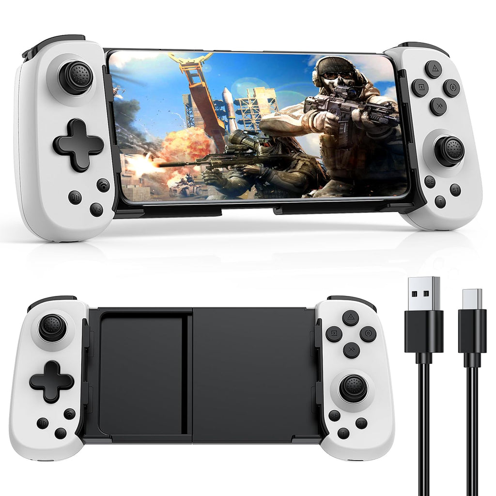 YUANHOT Gaming Controller for iPhone/Android,Mobile Bluetooth Phone Controller,Wireless Gamepad Console,Play PlayStation Xbox Cloud Steam Link Switch Luna Call of Duty Fortnite Controller Accessories White