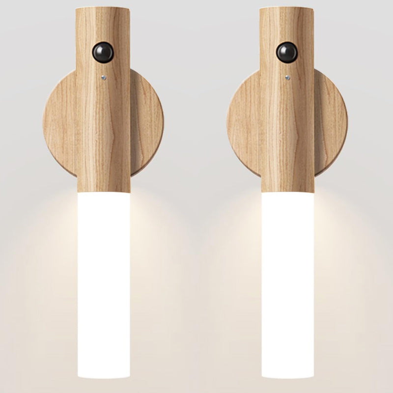 [Australia - AusPower] - Chilvane Motion Sensor Light Indoor Night Light Wall Sconce Wooden Rechargeable Portable Magnetic Battery Operated LED Night Light for Kids Bathroom Toliet Light Closet Bedroom,White Ash Wood Pack 2 White Ash 
