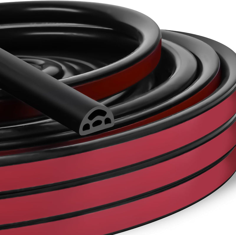 [Australia - AusPower] - Farady Weather Stripping Door Seal Strip D-Shape Silicone Weatherstrip Self Adhesive Tape Multi Holes Soundproof Sealing Strip for Windows Door Frame Insulation 6 Meters/19.7Ft (Black) Black 