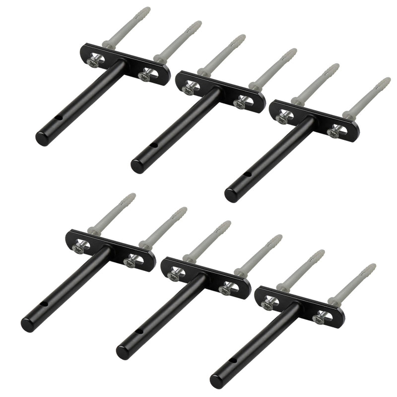 [Australia - AusPower] - 6 Pcs Floating Shelf Bracket| 4-Inch(Deep) Hidden Floating Shelves Brackets for Wood Shelf| Floating Shelf Hardware Heavy Duty (Black)| Blind Shelf Supports| Comes with Expansion Tube + Screw 