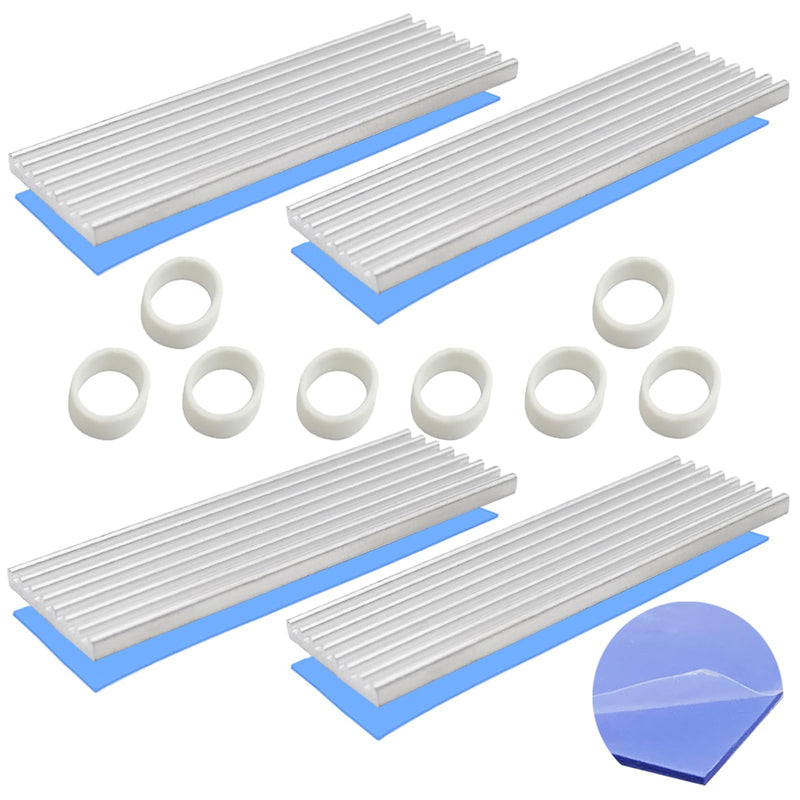 CTRICALVER M.2 Heatsink, Pack of 4, 70 x 22 x 3 mm, Silver, M.2 SSD Heatsink, Aluminum Cooler, Heatsink, with Silicone Thermal Pad for M.2 2280 SSD Set 5