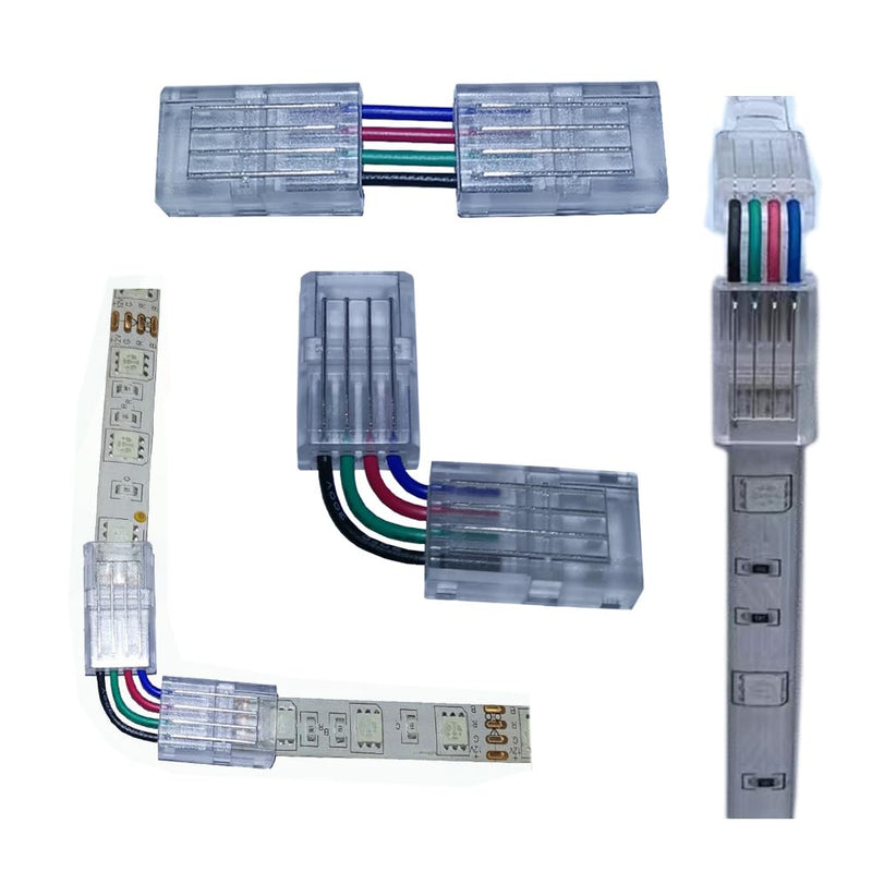 [Australia - AusPower] - Depyequ 4Pin LED Light Strip Connector Transparent LED Light Strip Connector Strip to Wire Quick Connector LED Extension Connector 8mm/10mm Terminal Clear Track Lighting Connector (4 x 4Pin 8mm) 4 x 4Pin 8mm 