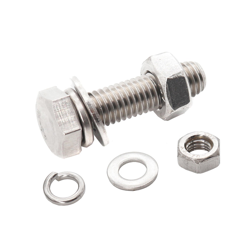 [Australia - AusPower] - binifiMux 10-Pack M8 x 30mm Hexagon Bolts Hex Screws,M8 Hex Nuts M8 Flat Washers/Spring Lock Washers Set, 304/18-11, Plain Finish M8 x 30mm 40pcs 