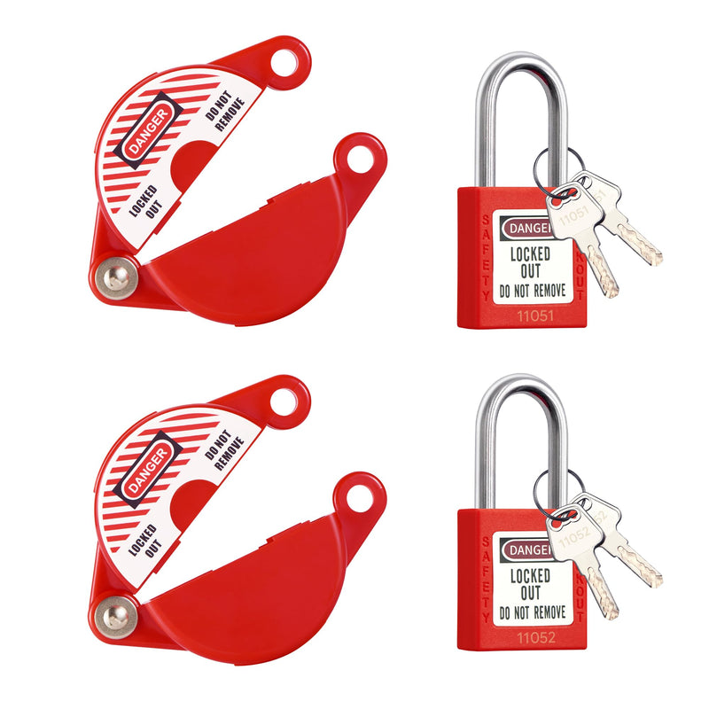 [Australia - AusPower] - 2 Sets Gate Valve Lockout and Safety Padlocks, Valve Lockout Device for 1 to 2-1/2 inch Diameter Valve Handles, Suited for Outdoor Water Spigot Propane Tank 