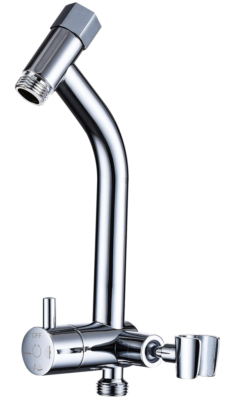[Australia - AusPower] - G-Promise All Metal Shower Diverter with Low Handheld Holder, 3-Way Diverter Valve with Pause Mode for Handheld and Fixed Shower Head âˆ£4-Settings Universal Shower System Replacement Part(Chrome) Polished Chrome 