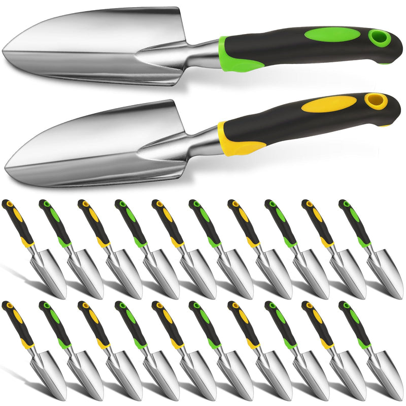 Product Image Yaocom Garden Shovel Aluminum Alloy Heavy Duty Trowel Garden Tool Small Shovels for Digging Metal Hand Trowel Spade with Soft TPR Handle for Lawn Yard Farm Home Shop Planting(12 Pcs) Wide Shovel Yellow, Green 12