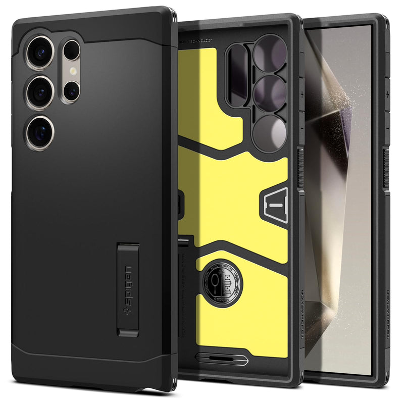 [Australia - AusPower] - Spigen Tough Armor Designed for Galaxy S24 Ultra Case [Military-Grade Protection] [Kickstand] (2024) - Black 