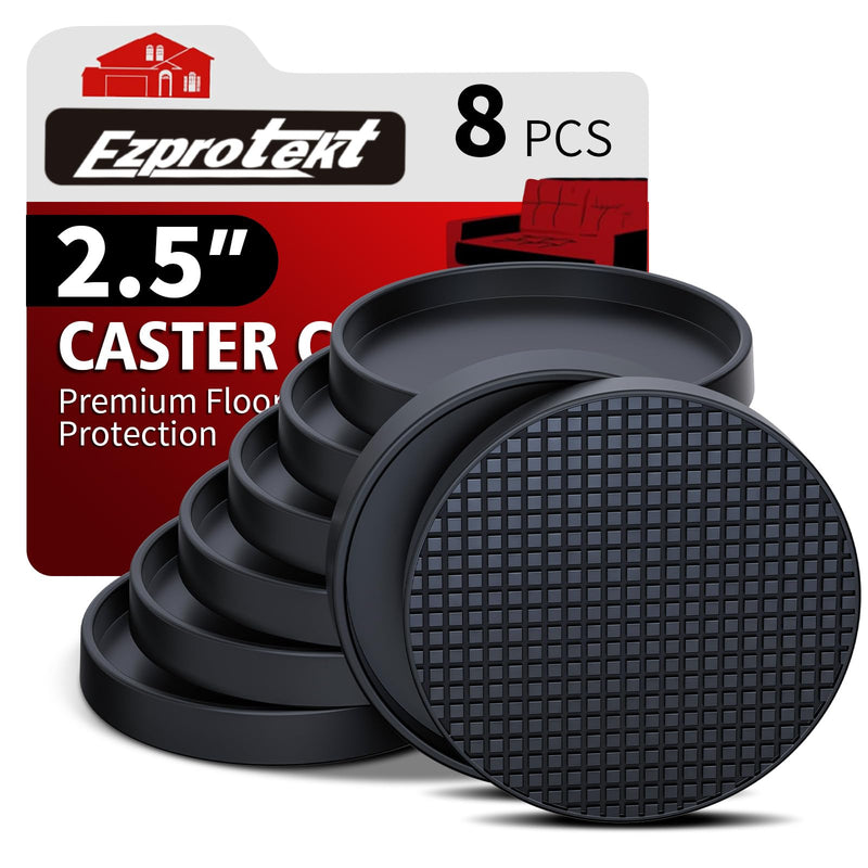 [Australia - AusPower] - Furniture Coasters - 2.5â€ Non Slip Furniture Pads for Hardwoods Floors, 8 PCS Round Rubber Non Skid Furniture Caster Cups, Anti Slide Furniture Feet Floor Protectors for Bed Couch Stoppers (Black) 2-1/2 inch 8 pack 