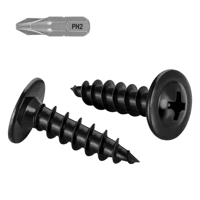 [Australia - AusPower] - #8 x 3/4" Black Truss Head Wood Screws Fast Self Tapping Wafer Head, Alloy Steel, 100 PCS #8 x 3/4" 