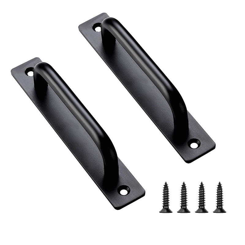 [Australia - AusPower] - WIENOLOA Barn Door Handles 2 Pack, Sliding Door Handle 5 inch Hole Center Black Cabinet Handles Aluminum Alloy Gate Door Pulls with Plate for Sliding Closet Door Hardware Pull Handle(5.83inch) 5.83inch 