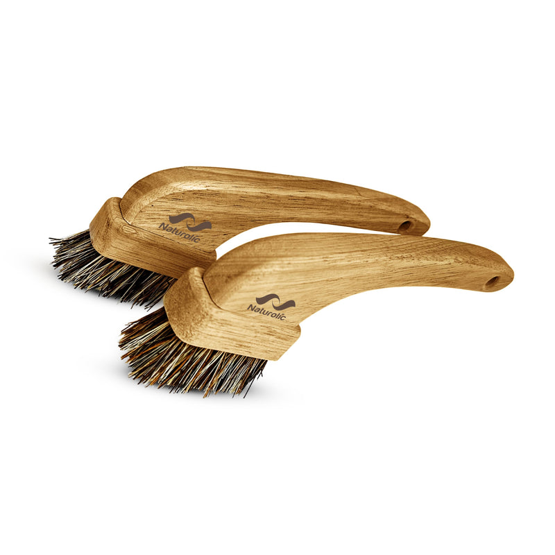 [Australia - AusPower] - Naturolic All-Natural Grout Brush Set | Palmyra and Tampico Bristles | Multi-Surface Deep Cleaner for Grout, Tile, Shower, Bathtub, Countertop | Eco Friendly Cleaning Products | Pack of 2 