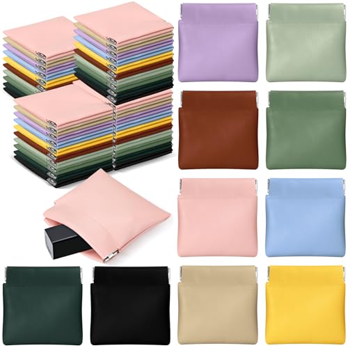 50 Pcs PU Leather Jewelry Pouch Travel Bag Gift Bags Pocket Cosmetic Bag Portable Jewelry Organizer (Multicolor) Multicolor