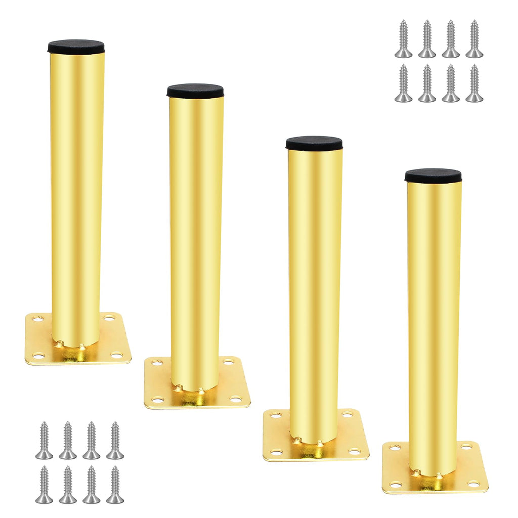 [Australia - AusPower] - Seimneire 4pcs Gold Furniture Legs, Gold Metal Support Foot Heavy Duty Replacement Legs for Sofa TV Cabinet Coffee Table Bed Sideboards Cupboard Dresser - 6.61 Inch / 128mm 6.7" / 17cm Gold Furniture Leg 