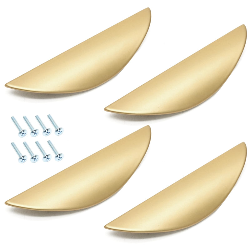 [Australia - AusPower] - Zorfeter Crescent Brushed Gold Cabinet Pulls, 2-1/2 Inch (64MM) Hole Centers Stylish Half Moon Drawer Pulls Semicircle Durable Kitchen Hardware for Cupboards, Drawers, Pack of 4 2-1/2 Inch Hole Centers 