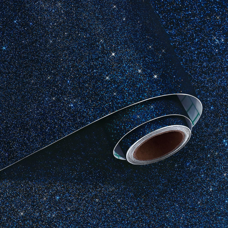 [Australia - AusPower] - VaryPaper Black Blue Glitter Wallpaper Stick and Peel 15.7''x78.7'' Decorative Glitter Contact Paper for Cabinets Removable Self Adhesive Glitter Wall Paper Sparkle Wallpaper for Bedroom Accent Walls 