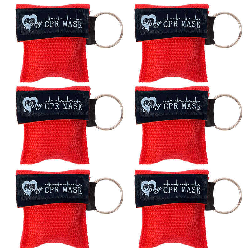 [Australia - AusPower] - 6 Counts CPR Pocket Mask Keychain, CPR Face Shield with One Way Valve Breathing Barrier for First Aid or ADE Training Hearts 