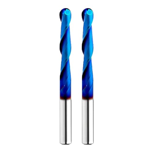 RUHIWORKER T2132BC 2PCS ball nose CNC spiral router bits, coated up-cut design with 1/4-inch cutting diameter