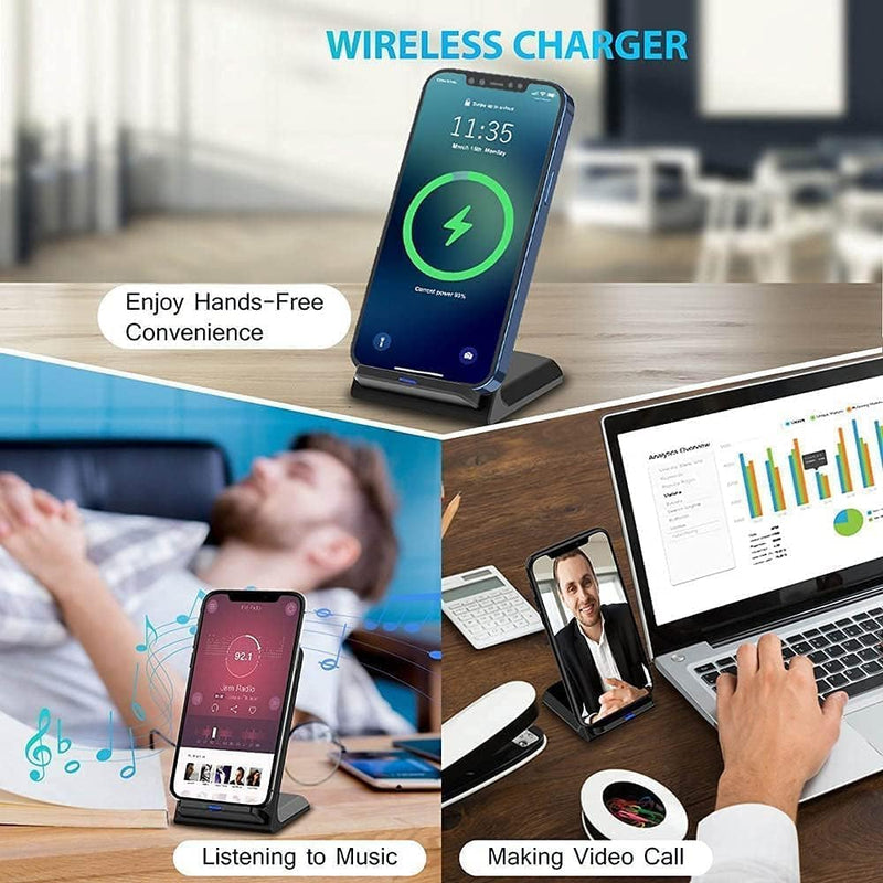 [Australia - AusPower] - Samsung Wireless Charger, 15W Fast Charging Stand for Samsung Galaxy S24/S23 FE/S23 Ultra/S22/S21/S20, Android Phone Wireless Charger Stand for Google Pixel 8/8 Pro/7a/7 Pro/6, iPhone 15/14/13/Pro/Max Black 