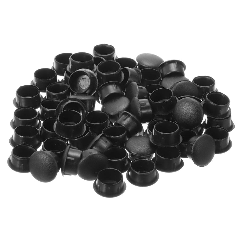 [Australia - AusPower] - uxcell 300Pcs Screw Hole Plugs, 14mm(9/16") Dia Plastic Snap in Shelf Button Flush Type Caps for Furniture Cabinet Cupboard, Black 