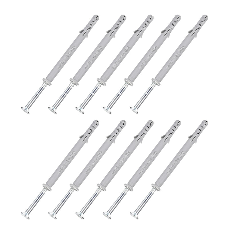 [Australia - AusPower] - Screws Plastic Expansion Pipe (8x100mm) 20Pcs, Plasterboard Plugs Self Tapping Screw - for Construction, Industry, Gray Expansion Tube 
