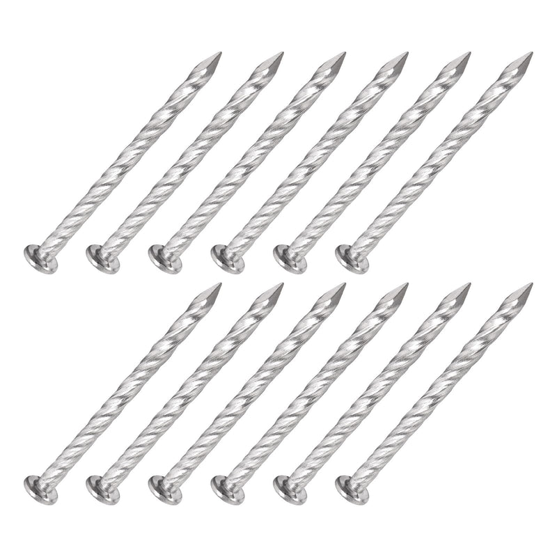 [Australia - AusPower] - Fence Deck Nails (51mmx3mm) 50Pcs, 304 Stainless Steel Spiral Shank Deck Nail - for House Repairing, Wall, Floor, Silver 