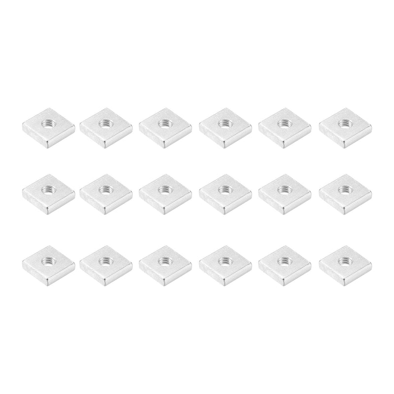 [Australia - AusPower] - Square Nuts (M6x15mmx4mm/M6x0.59"x0.16") 25Pcs, Carbon Steel Zinc-Plated Square Machine Screw Nuts - for Indoor and Outdoor, Silver 