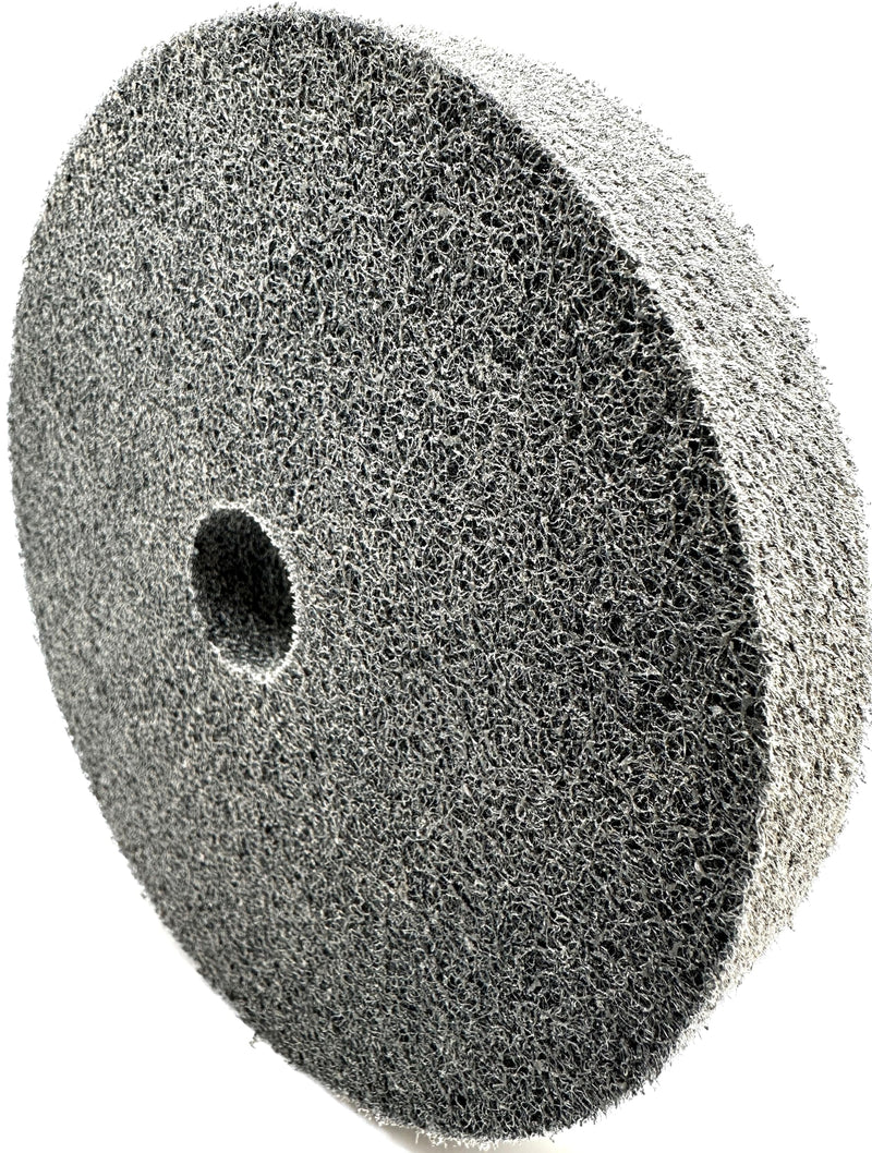 [Australia - AusPower] - Nylon Fiber Deburring Wheel 6" x 1" x 1" 7P Hardness 180 Grit Silicon Carbide Brushed Polishing Buffing Unitized Wheel for Bench Grinder, Buffing Machine, with Adapter for 1/2 5/8 3/4 Arbor 