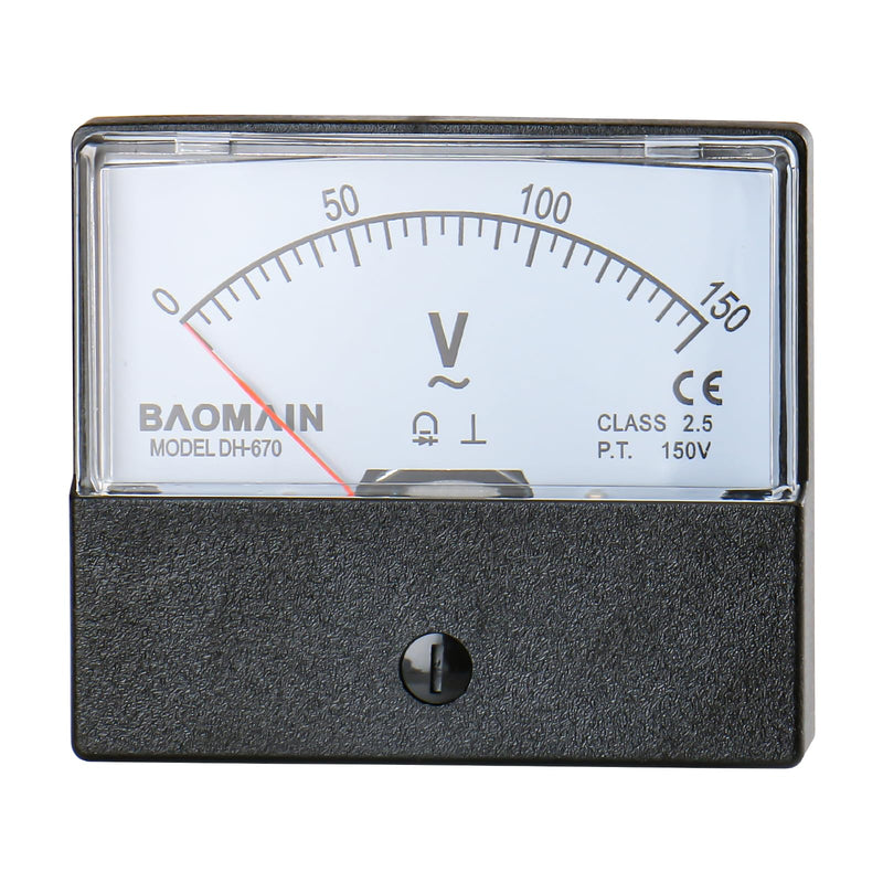 [Australia - AusPower] - Baomain Voltmeter DH-670 AC 0-150V Rectangular Class 2.5 Analog Panel Volt Voltage Meter 