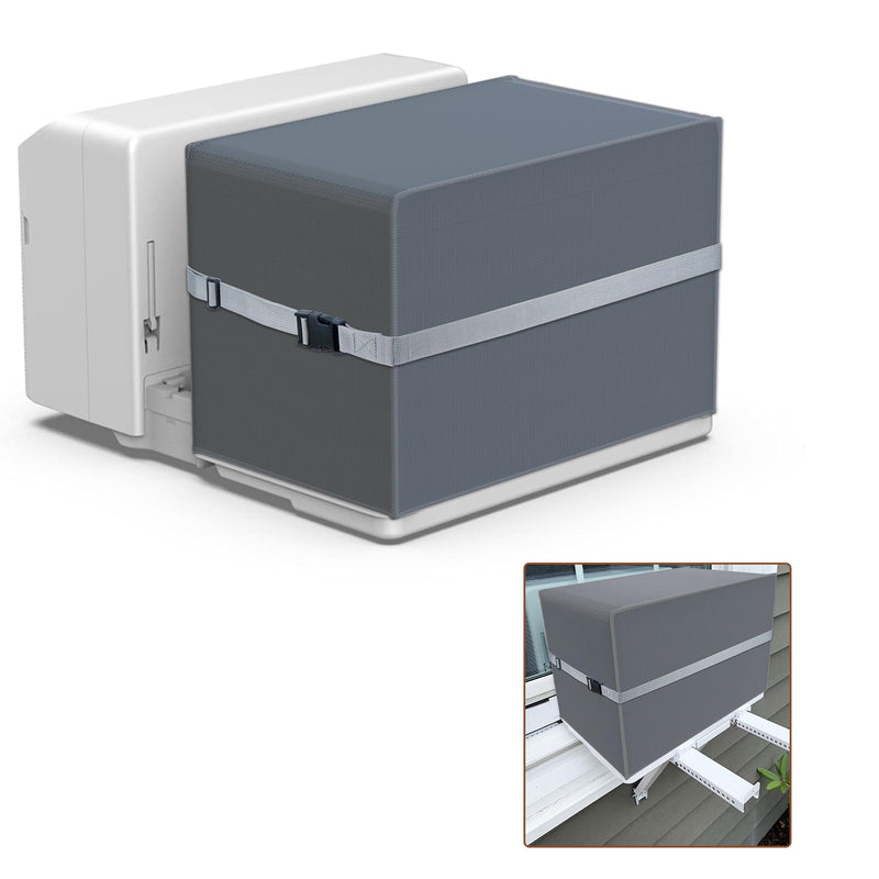 [Australia - AusPower] - BJADE'S Window AC Cover for U-Shaped Window Air Conditioner Unit,Heavy-Duty,Waterproof 600D Polyester Outdoor AC Covers,Dustproof & Windproof Outside Window AC Protection Cover,Grey 