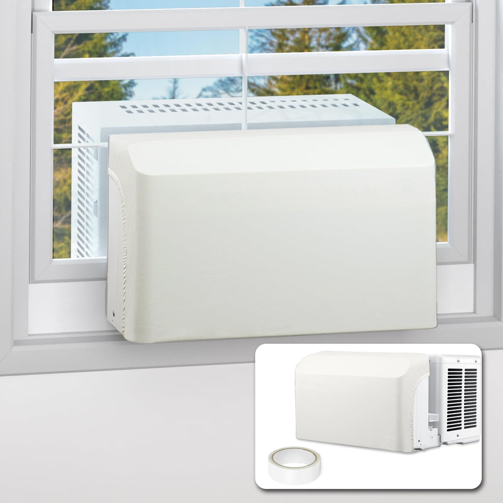 [Australia - AusPower] - BJADE'S Indoor Window AC Cover for U-Shaped Window Air Conditioner Unit,Dustproof & Windproof Inside Window AC Protection Cover,White 