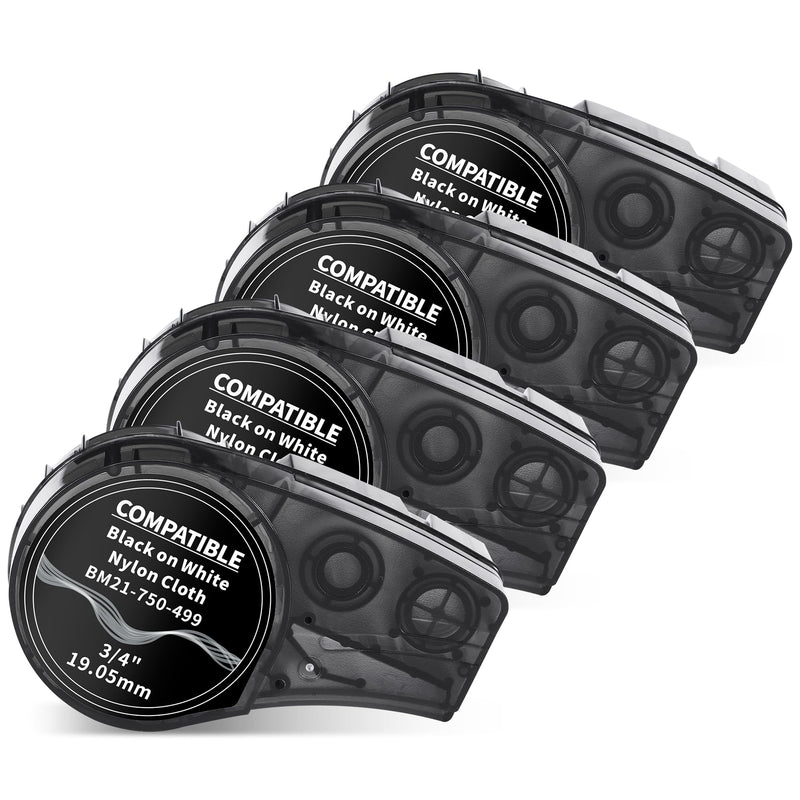 Wonfoucs Compatible Label Tape Replacememt for M21-750-499 Cartridge 3/4 inches Nylon Labels Tape, Multi-Purpose Nylon Cloth Film Label Cartridge for Wire/Cable Marking, 0.75" Width, 4-Pack 0.75 inch(19.05 mm)