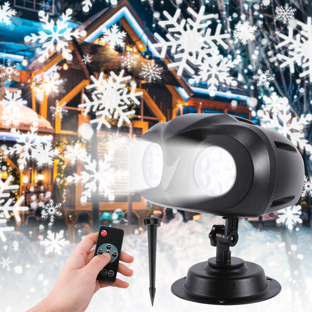 [Australia - AusPower] - Christmas Snowflake Projector Lights Outdoor, Owl-Shaped Snow Light Projector, Dynamic Snowfall Show Landscape Lamp Projection with Remote Control for Xmas Holiday Wedding Indoor Garden Patio Party 